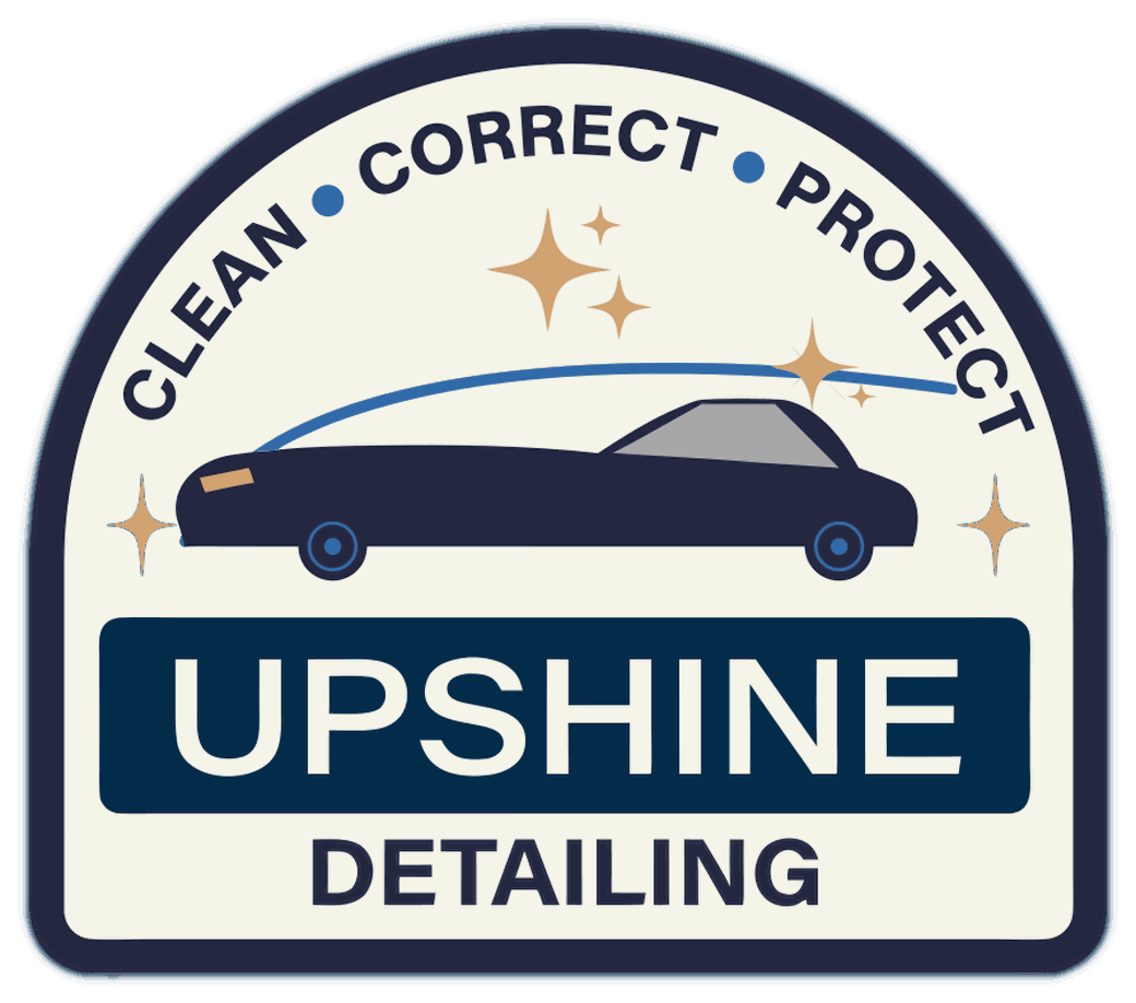 UpShine Detailing — clean, correct, protect badge logo